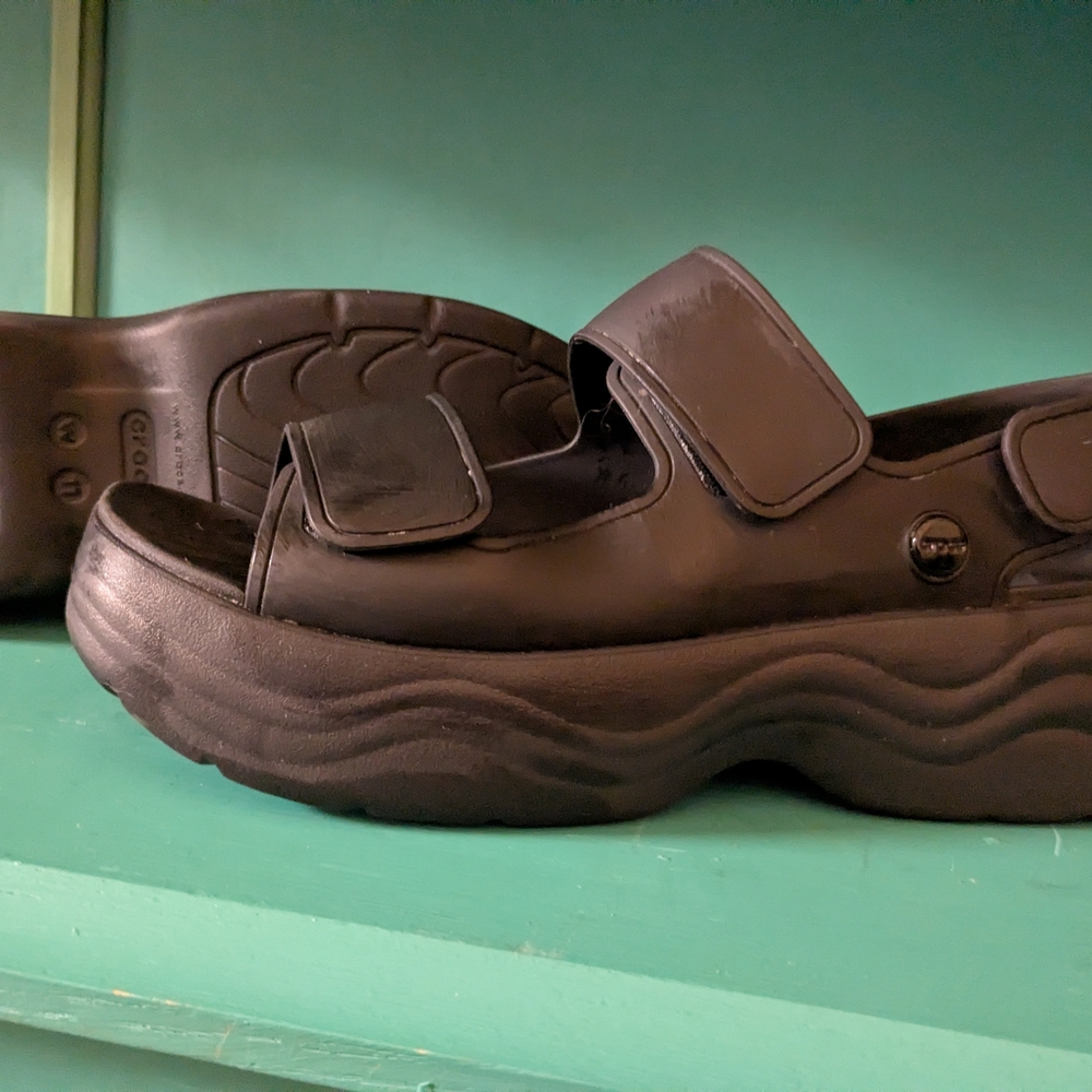 Crocs Black Platform Slide Sandals